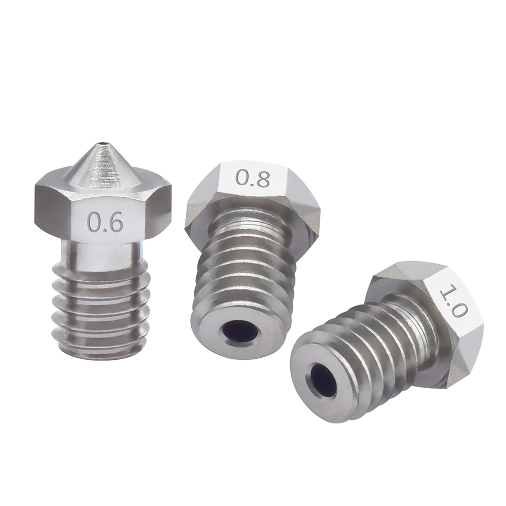 V5 V6 Stainless steel Nozzle 0.2/0.3/0.5/0.6/0.8mm M6 thread Nozzle for 3D Printer 3.00MM Extruder hotend
V5 V6 Stainless steel Nozzle 0.2/0.3/0.5/0.6/0.8mm M6 thread Nozzle for 3D Printer 3.00MM Extruder hotend
