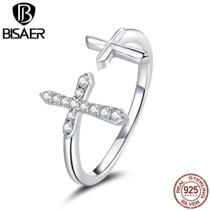 BISAER 100% 925 Sterling Silver Rings Shiny Cross Clear CZ Circle Finger Rings Women Dubai Wedding Bridal Jewelry ECR680
BISAER 100% 925 Sterling Silver Rings Shiny Cross Clear CZ Circle Finger Rings Women Dubai Wedding Bridal Jewelry ECR680