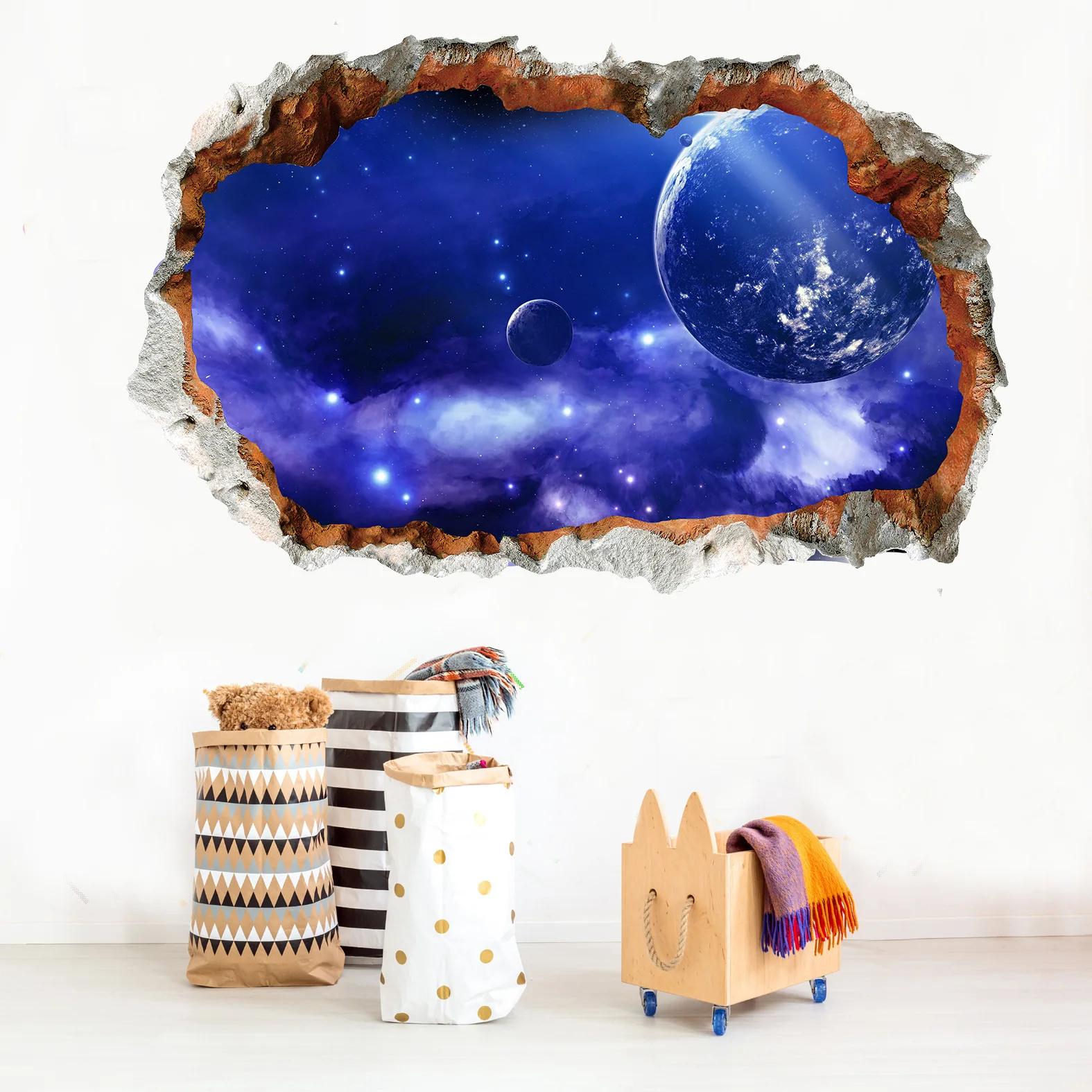 New 3D broken wall star space living room bedroom children's room environmental decoration wall decal
New 3D broken wall star space living room bedroom children's room environmental decoration wall decal