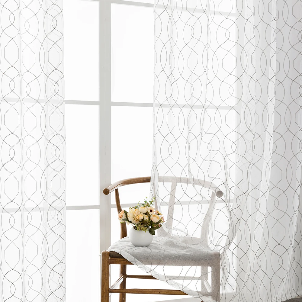 Modern Copper Coin Embroidery Sheer Tulle Curtains for Living Room Bedroom Curtain Kitchen Window Geometric Pattern Custom Drape 
Modern Copper Coin Embroidery Sheer Tulle Curtains for Living Room Bedroom Curtain Kitchen Window Geometric Pattern Custom Drape