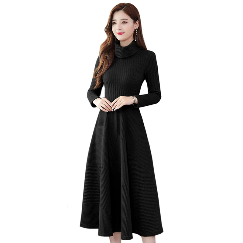 Осенне-зимнее женское вязаное платье, модное платье-свитер с высоким воротом, черное Повседневное платье с длинным рукавом для женщин
Осенне-зимнее женское вязаное платье, модное платье-свитер с высоким воротом, черное Повседневное платье с длинным рукавом для женщин