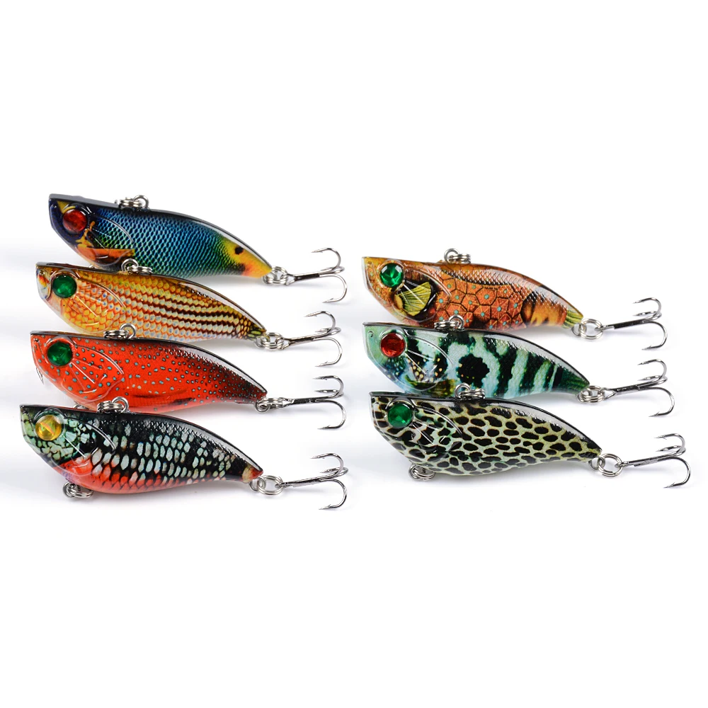 Lixada 7PCS Artificial Hard Fishing Lures Set 5.8cm 13.5g VIB with Treble Hooks 3D Eyes Lifelike fishing tackles | Спорт и