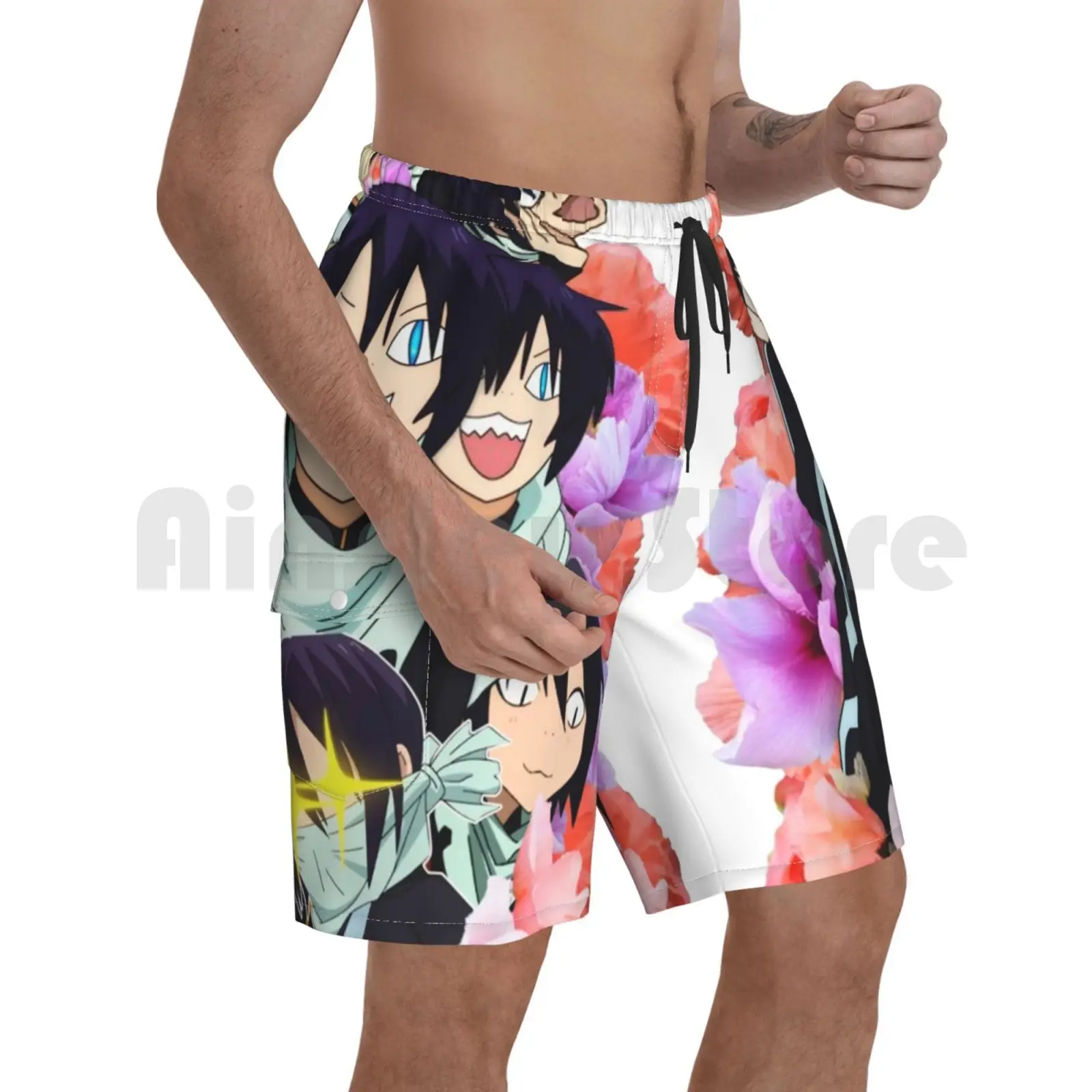

Yato Aesthetic Beach Shorts Men Beach Pants Swimwear Anime Aesthetic Noragami Yato Tumblr Funny Flowers Pink Neko