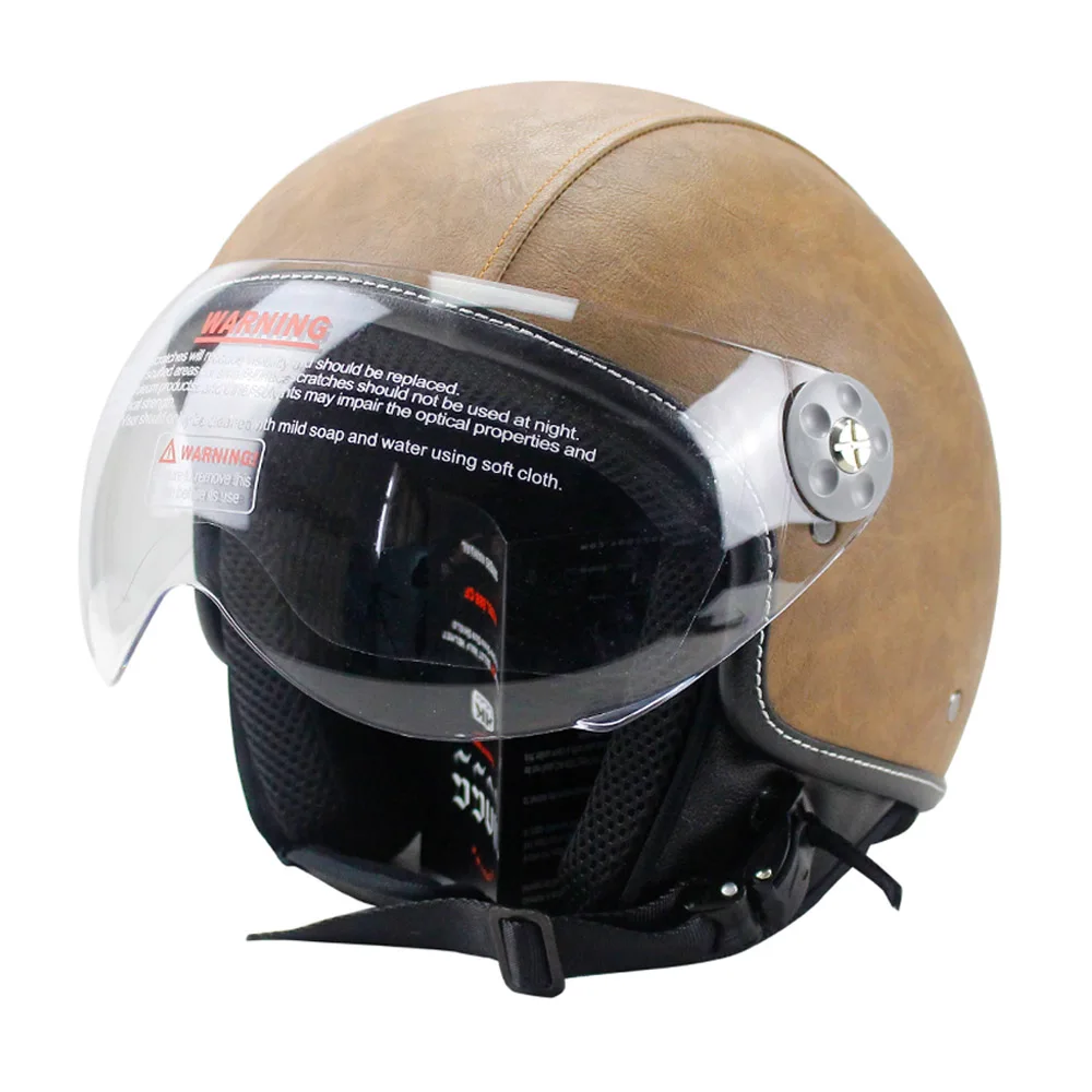 Leather Motorcycle Vintage Half Open Face Helmet Motobike Biker Cruiser Scooter Touring DOT Approved
Leather Motorcycle Vintage Half Open Face Helmet Motobike Biker Cruiser Scooter Touring DOT Approved
