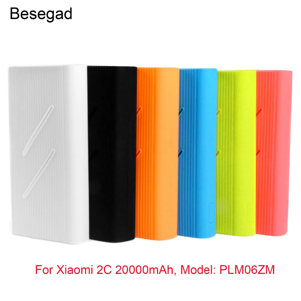Мягкий резиновый силиконовый гелевый защитный чехол Besegad для Xiaomi Power Bank 2C 20000 мАч