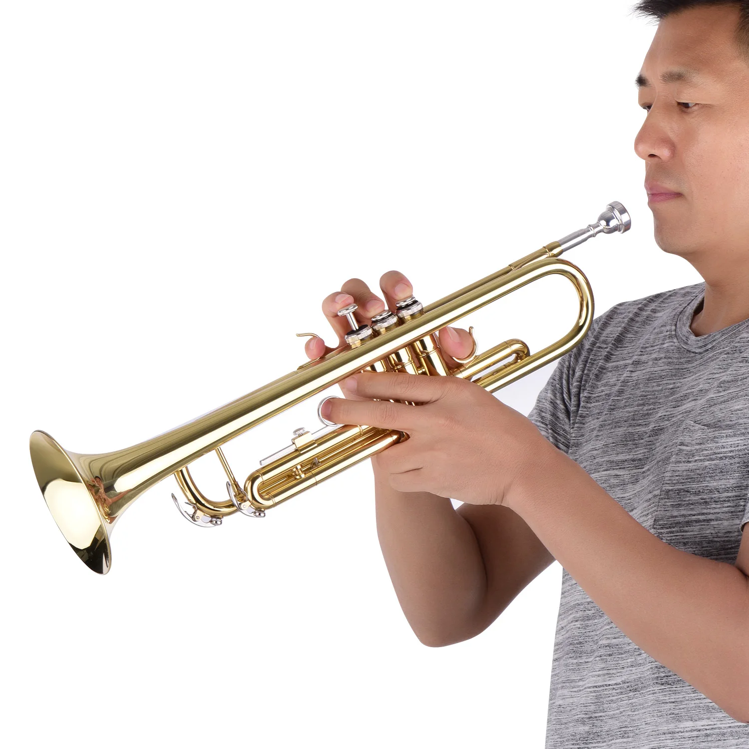 Muslady B flat Standard Trumpet Bb Key Brass Trumpet with Hard Case Straps 7C Mouthpiece Gloves Cleaning Cloth for Beginners
Muslady B flat Standard Trumpet Bb Key Brass Trumpet with Hard Case Straps 7C Mouthpiece Gloves Cleaning Cloth for Beginners