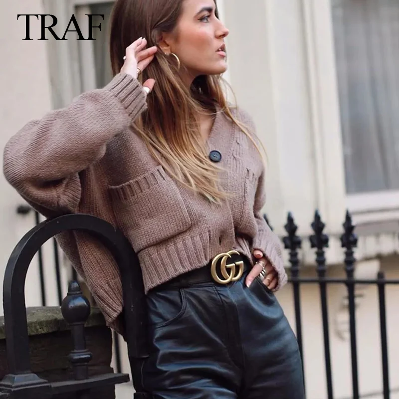 TRAF ZA Autumn Women's Sweater Knitted Sweater Casual Set Fashion Streetwear Sexy Female Cardigan Solid Pockets Cardigan Mujer
TRAF ZA Autumn Women's Sweater Knitted Sweater Casual Set Fashion Streetwear Sexy Female Cardigan Solid Pockets Cardigan Mujer