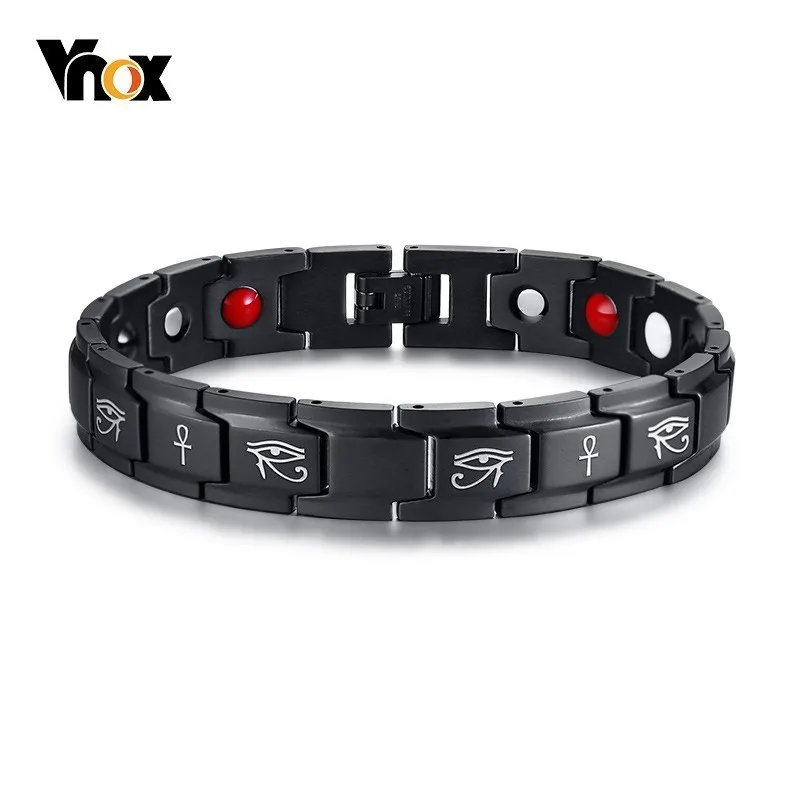 Браслет Vnox мужской из нержавеющей стали винтажный черный браслет с