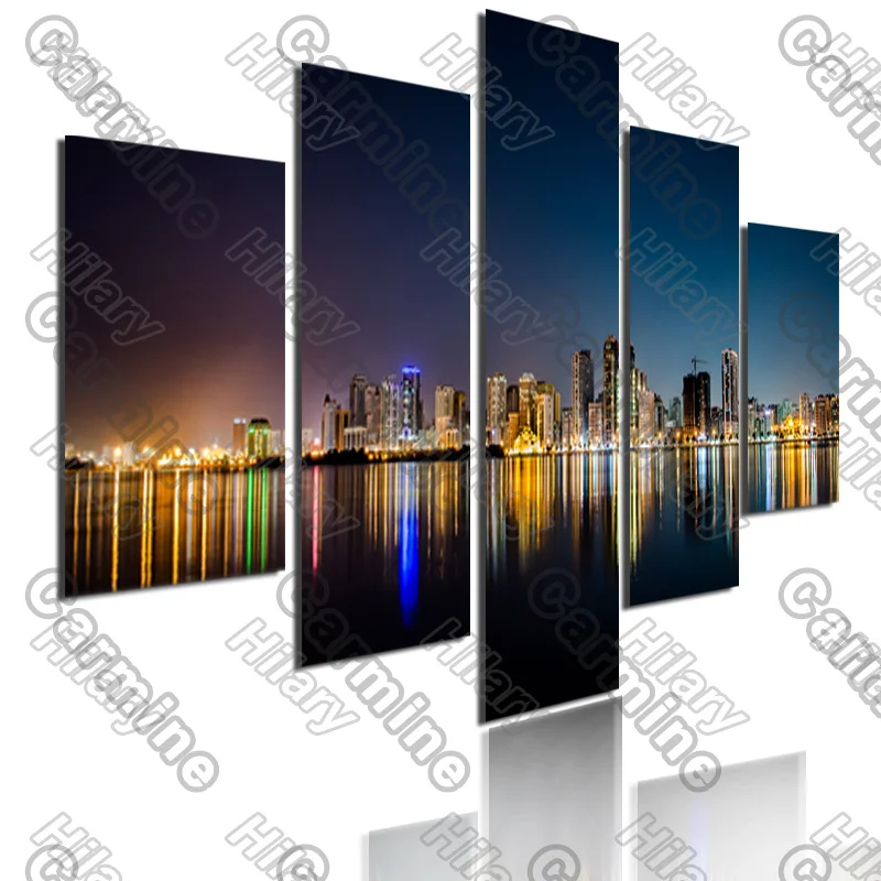 Poster Night City Light and Reflection Landscape Canvas Painting 5Pcs Posters Painting Wall Art Decoration for Living Room
Poster Night City Light and Reflection Landscape Canvas Painting 5Pcs Posters Painting Wall Art Decoration for Living Room