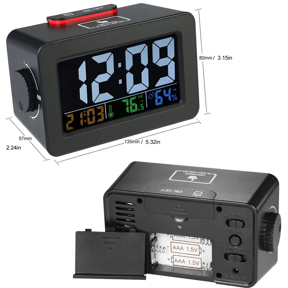 Gift Idea Bedside Wake Up Digital Alarm Clock with Thermometer Hygrometer Humidity Temperature Table Desk Clock Phone Charger
Gift Idea Bedside Wake Up Digital Alarm Clock with Thermometer Hygrometer Humidity Temperature Table Desk Clock Phone Charger