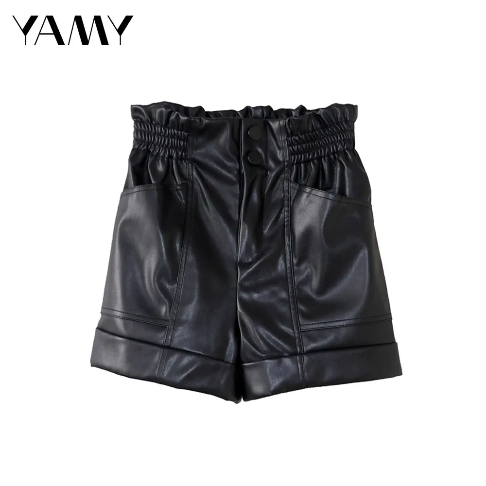 1:1 Womens Zora PU Shorts Elastic Waist Female Pockets Loose Shorts Faux Leather Basic Solid Short Pant Faux Leather Za Short 
1:1 Womens Zora PU Shorts Elastic Waist Female Pockets Loose Shorts Faux Leather Basic Solid Short Pant Faux Leather Za Short