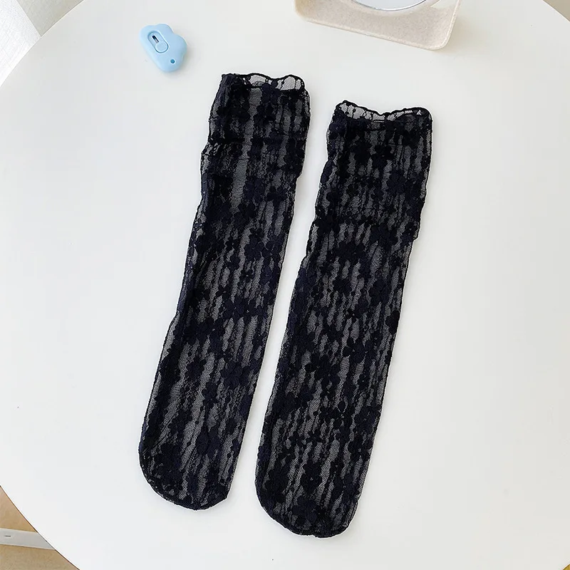 Women Socks Spring Summer Japanese Style Lolita Lace Black Flower Bed Design Girl Middle Tube Thin Stockings Cute Princess Socks
Women Socks Spring Summer Japanese Style Lolita Lace Black Flower Bed Design Girl Middle Tube Thin Stockings Cute Princess Socks