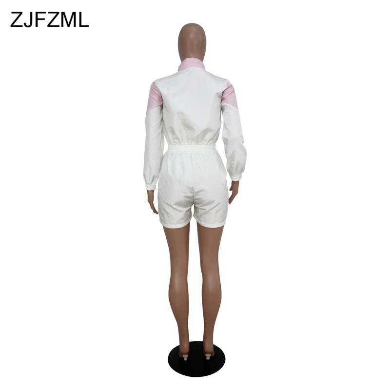 Pink White Striped Spliced Overalls For Women Full Sleeve Zip Up One Piece Jumpsuit Casual Sportswear Drawstring Short Playsuit
Pink White Striped Spliced Overalls For Women Full Sleeve Zip Up One Piece Jumpsuit Casual Sportswear Drawstring Short Playsuit