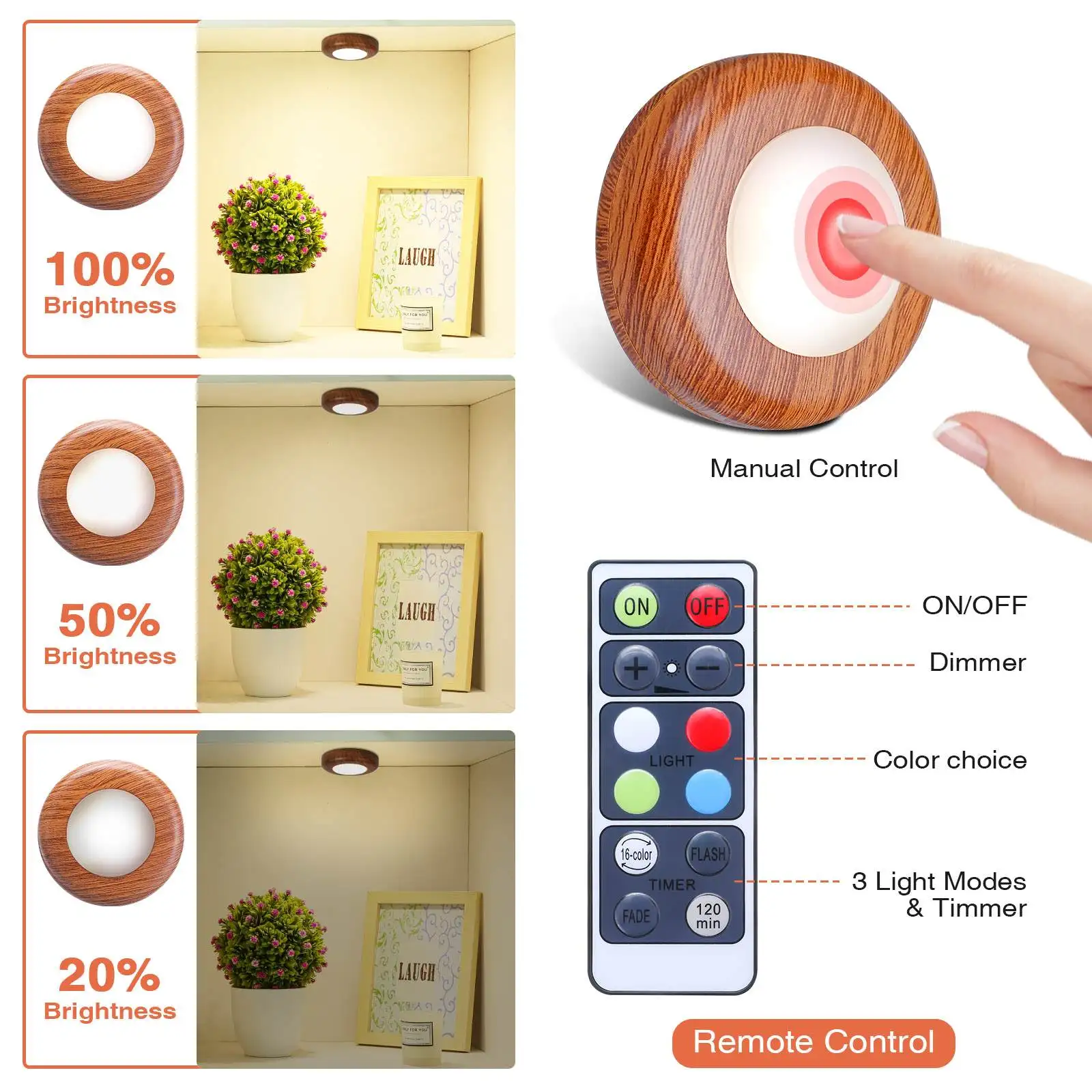 6pcs woodgrain battery RGB Under Cabinet Light LED Wireless Brightness adjustment Remote Control Dimmable Wardrobe Night Lamp
6pcs woodgrain battery RGB Under Cabinet Light LED Wireless Brightness adjustment Remote Control Dimmable Wardrobe Night Lamp