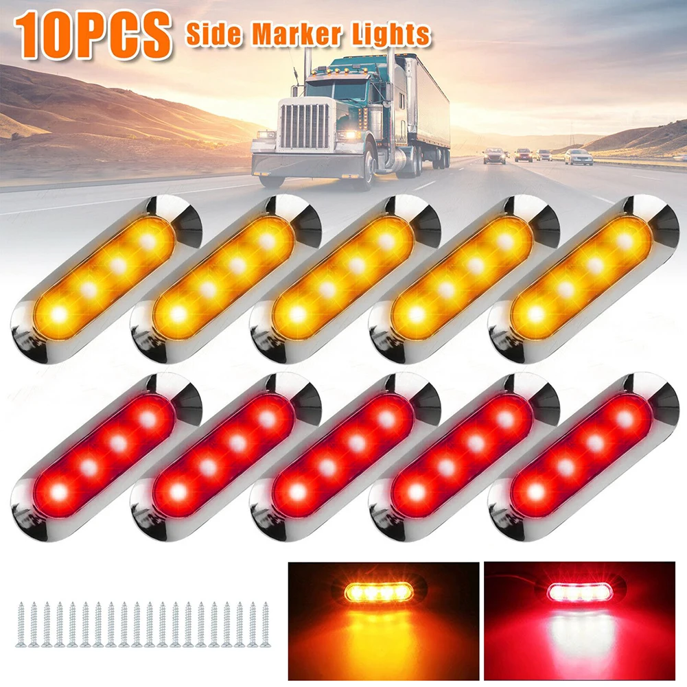 10PCS Truck Side Marker 12V 24V Signal Indicator Lights 4LED Amber Red Warming Lamp Waterproof Car Trailer RV Van LED Light
10PCS Truck Side Marker 12V 24V Signal Indicator Lights 4LED Amber Red Warming Lamp Waterproof Car Trailer RV Van LED Light