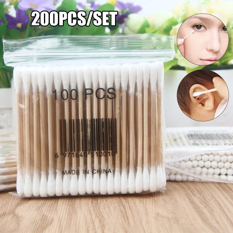 200Pcs Wooden Cotton Swabs Biodegradable Double Tipped Wood Cotton Buds for Makeup FEA889
200Pcs Wooden Cotton Swabs Biodegradable Double Tipped Wood Cotton Buds for Makeup FEA889