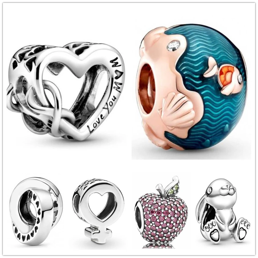 

Authentic 925 Sterling Silver Openwork Love You Mum Infinity Heart Charm Beads Fit Pandora Bracelet & Necklace Jewelry