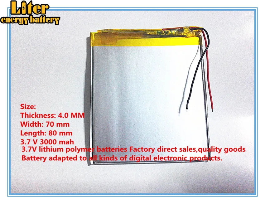 407080 387080 Liter Energy Battery Free Shipping Original Li-ion 3.7v 3000mah Lithium Polymer For Mp3 Gps
407080 387080 Liter Energy Battery Free Shipping Original Li-ion 3.7v 3000mah Lithium Polymer For Mp3 Gps