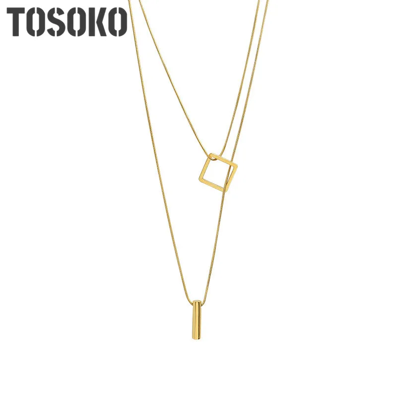 TOSOKO Stainless Steel Jewelry Square Long Double-Layer Sweater Chain Multi-Layer Folding Fashion Necklace For Women BSP770
TOSOKO Stainless Steel Jewelry Square Long Double-Layer Sweater Chain Multi-Layer Folding Fashion Necklace For Women BSP770