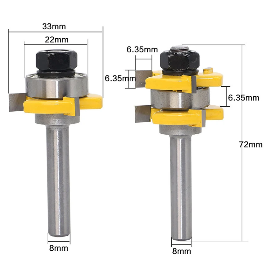2pcs 8mm Shank 3-tooth T-shaped Knives Milling Cutter Knife Tools for Floor Woodworking Machine Cutters Accessories
2pcs 8mm Shank 3-tooth T-shaped Knives Milling Cutter Knife Tools for Floor Woodworking Machine Cutters Accessories