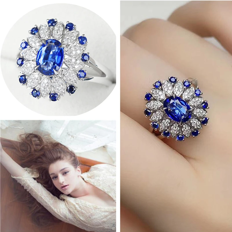 Luxury Crystal Blue Flower Ring For Princess Wedding Accessories Vintage 925 Silver Ring Women Jewelry Adjustable Finger Bijou
Luxury Crystal Blue Flower Ring For Princess Wedding Accessories Vintage 925 Silver Ring Women Jewelry Adjustable Finger Bijou
