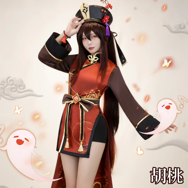 

Anime Game Genshin Impact Hu Tao Dress Lolita Kimono Party Outfit Full Set Cosplay Costume Halloween Women Free Shipping 2021New