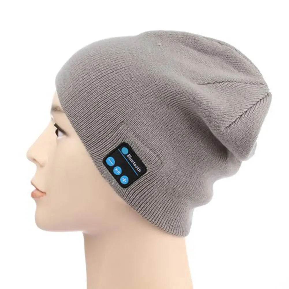 Зимняя Bluetooth перезаряжаемая через USB Музыкальная гарнитура теплая вязаная