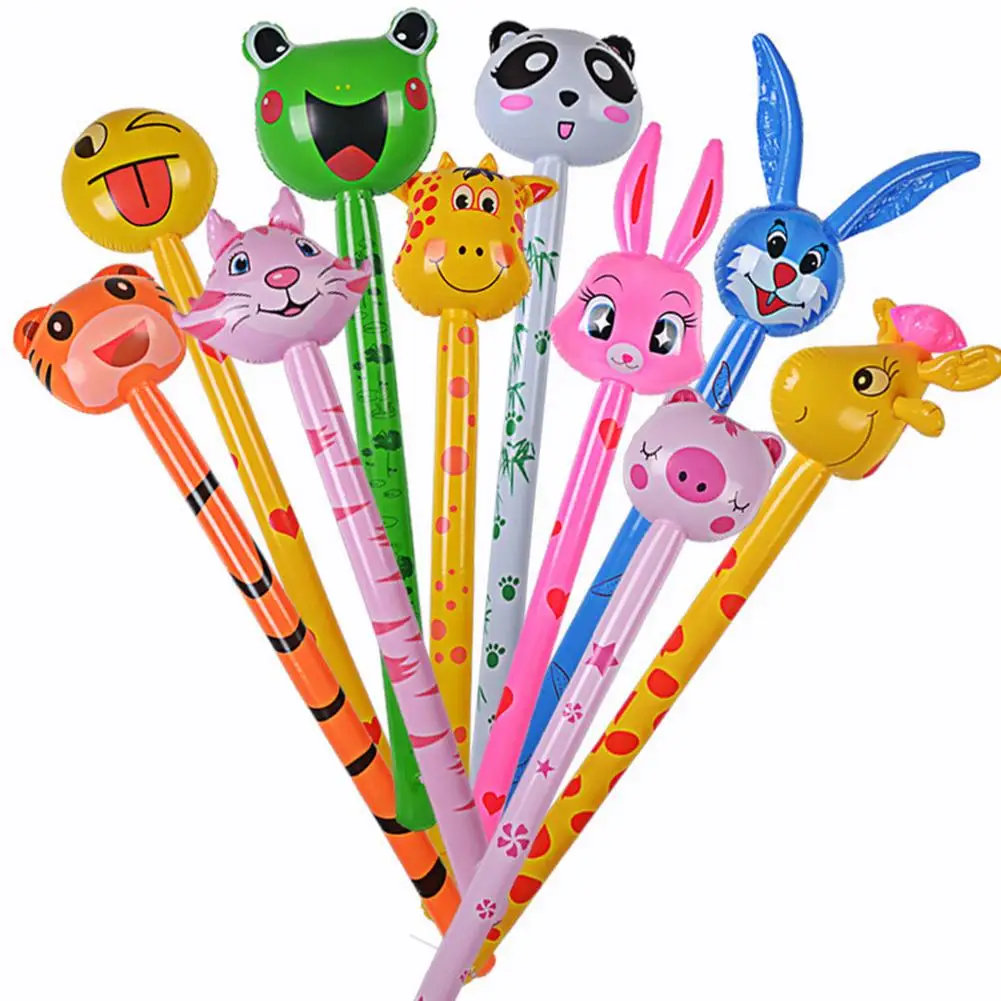 

10PCS Cartoon Inflatabel Animal Long Inflatable Hammer No Wounding Weapon Stick With Sound Baby Children Toys 100-120CM