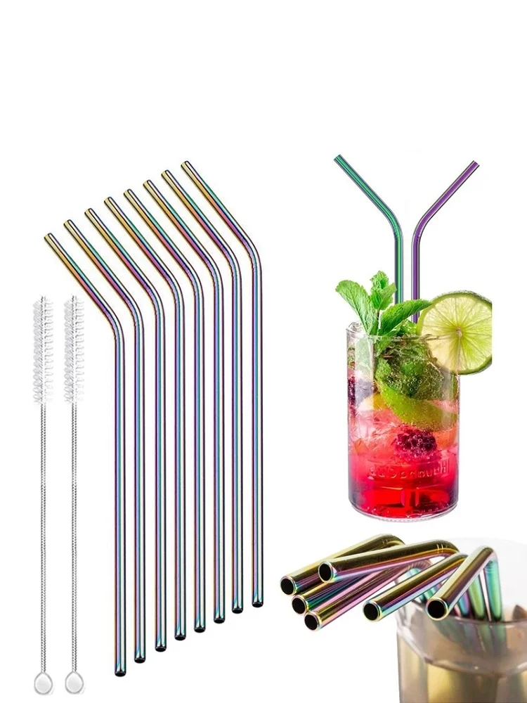 Rainbow Color Metal Straw Set with Cleaner Brush 304 Stainless Steel Reusable Straw Bent Straigh Straws for Fruit Juice Drink
Rainbow Color Metal Straw Set with Cleaner Brush 304 Stainless Steel Reusable Straw Bent Straigh Straws for Fruit Juice Drink