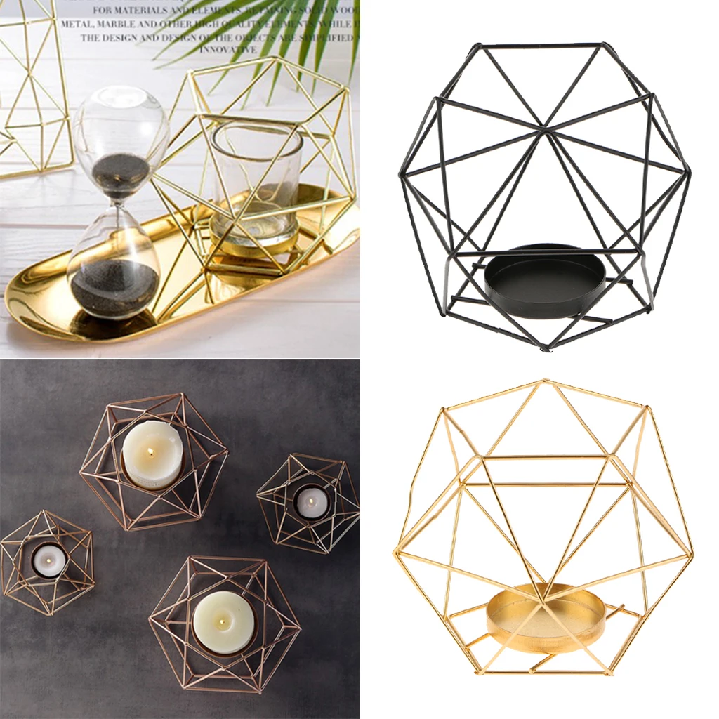 8x Nordic Style Geometric Candle Holder Iron Tea Light Candlestick Tabletop | Дом и сад