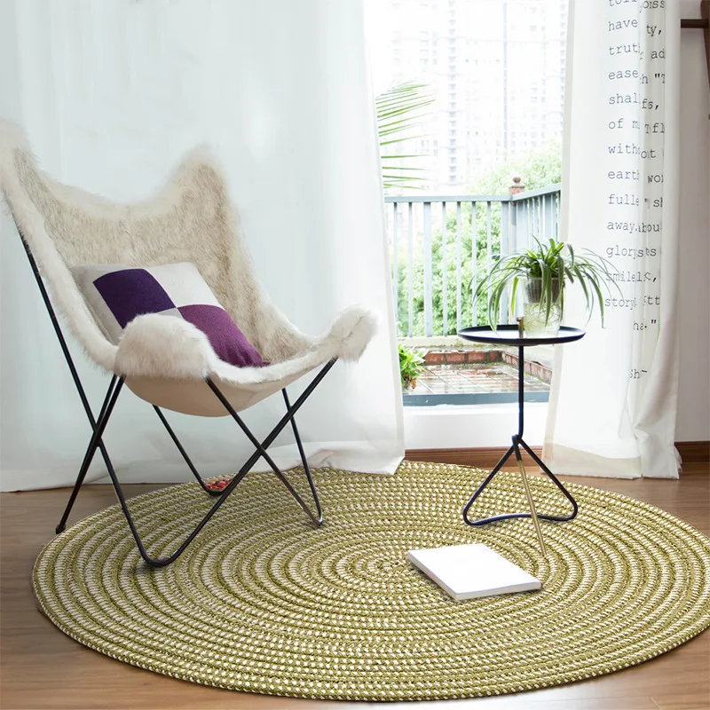 Round Knit Woven Rug Home Decor Hand-knotted Carpets Nordic Woven Bedroom Area Floor Mat Yoga Rugs for Living Room Tatami Carpet
Round Knit Woven Rug Home Decor Hand-knotted Carpets Nordic Woven Bedroom Area Floor Mat Yoga Rugs for Living Room Tatami Carpet