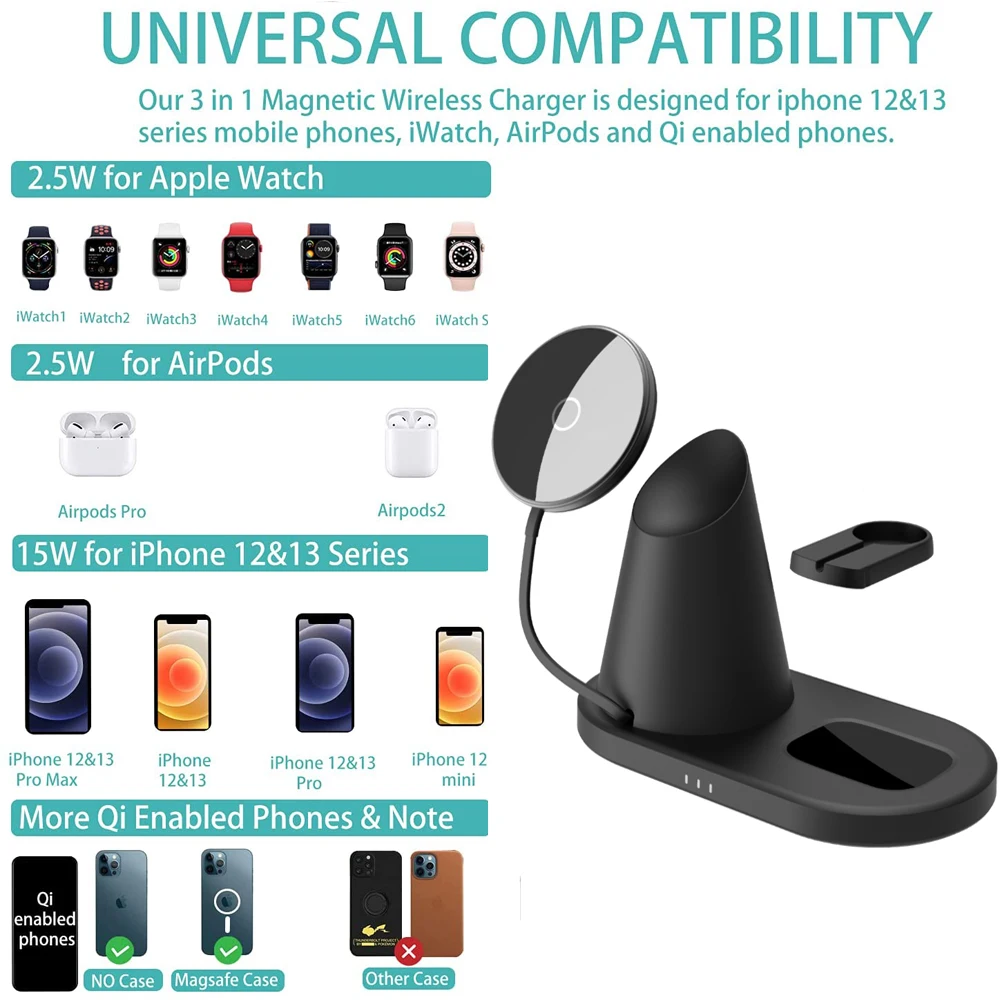 Magnetic Qi 3 In 1 Wireless Charger Induction Phone Wireless Chargers Fast Charging Station For Iphone 13 12 11 Pro Max Watch
Magnetic Qi 3 In 1 Wireless Charger Induction Phone Wireless Chargers Fast Charging Station For Iphone 13 12 11 Pro Max Watch