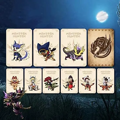 9PCS for Monster Hunter Rise NFC Amibo Card Include Palamute Palico Magnamalo Compatible Switch Switch Lite Third Party Card Ba