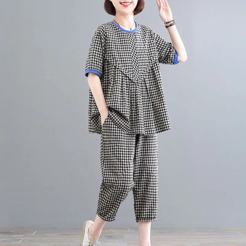 2021 Summer New Women Cotton Linen 2 Piece Suits O-neck Short-sleeve Tops + High Waisted Cropped Harlan Pants Two-piece Set X233
2021 Summer New Women Cotton Linen 2 Piece Suits O-neck Short-sleeve Tops + High Waisted Cropped Harlan Pants Two-piece Set X233