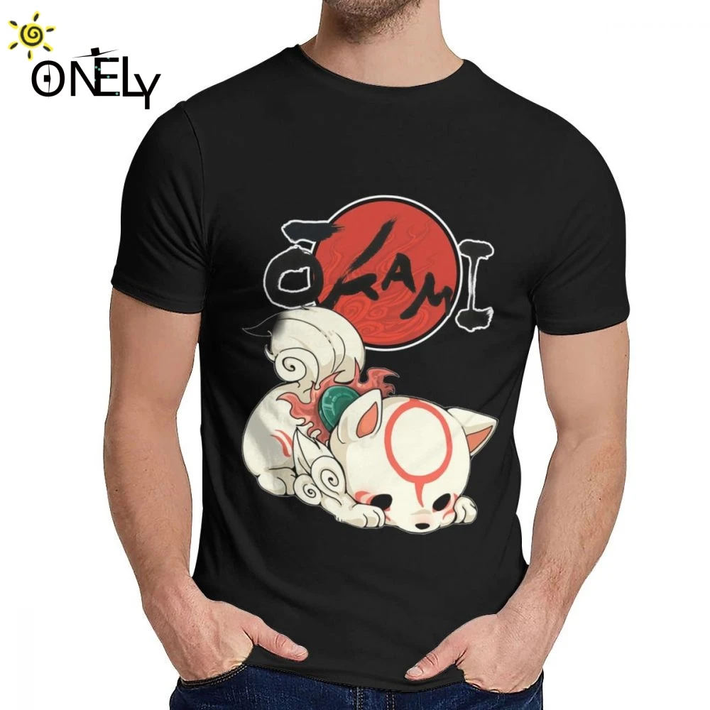 Аниме Okami Amaterasu футболка унисекс стильная из органического хлопка с круглым