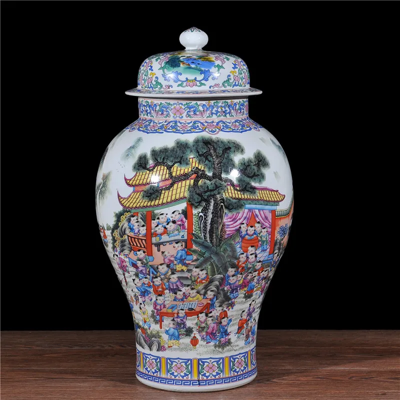 Элегантная фарфоровая напольная ваза в форме банка имбиря для домашнего