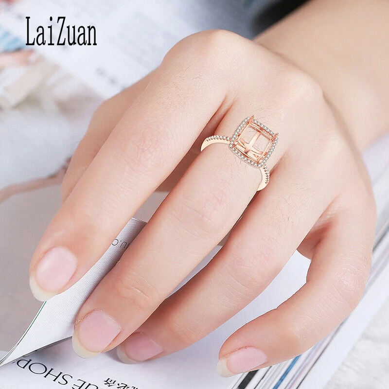 Кольцо для помолвки с подвеской LaiZuan, сделанное из красного золота 10К, с декором из натуральных бриллиантов 0,2 карата, размером 8х9 мм для женщин, модное ювелирное изделие в подарок.