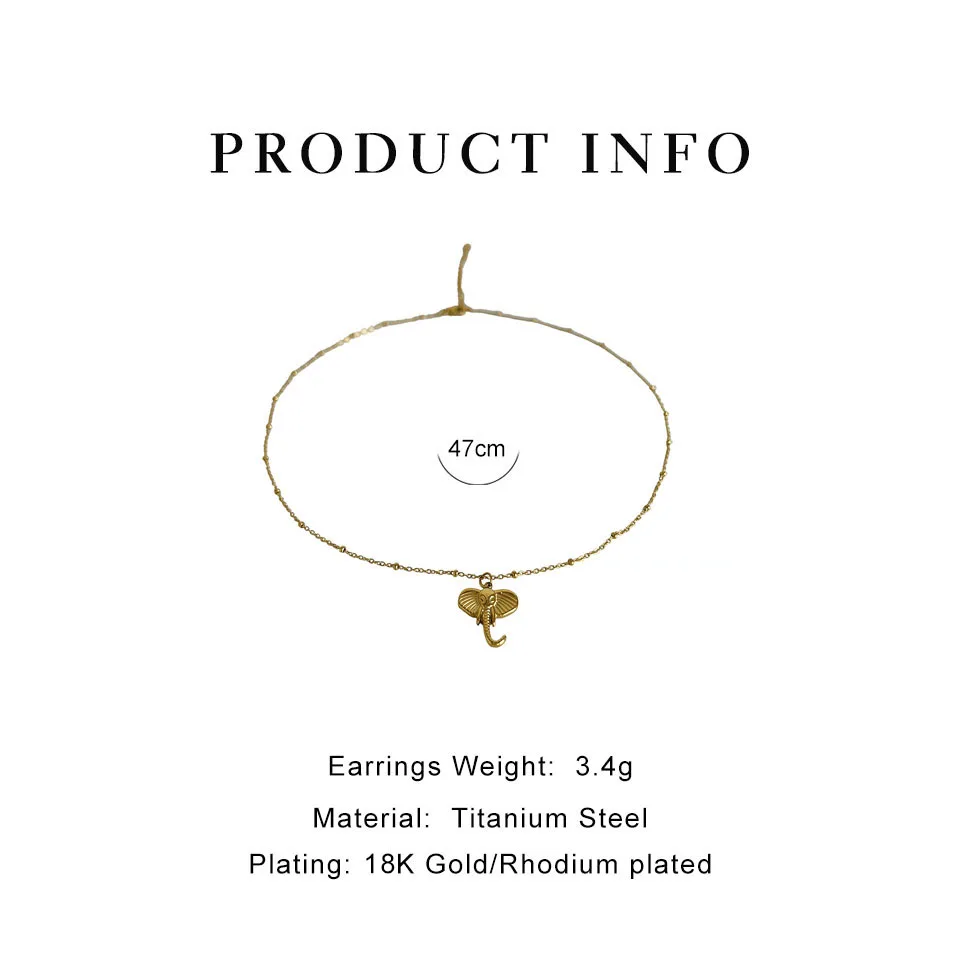 Peri'sBox Punk Titanium Steel Elephant Pendant Necklace For Women Gold Color Oval Chains Necklace Street Hip Hop Trendy Necklace
Peri'sBox Punk Titanium Steel Elephant Pendant Necklace For Women Gold Color Oval Chains Necklace Street Hip Hop Trendy Necklace