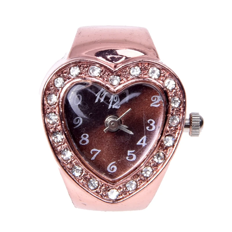 Раскладушка-браслет с цветочной вставкой и круглым циферблатом на кольце для дам, кварцевые часы, золотистый цвет.
