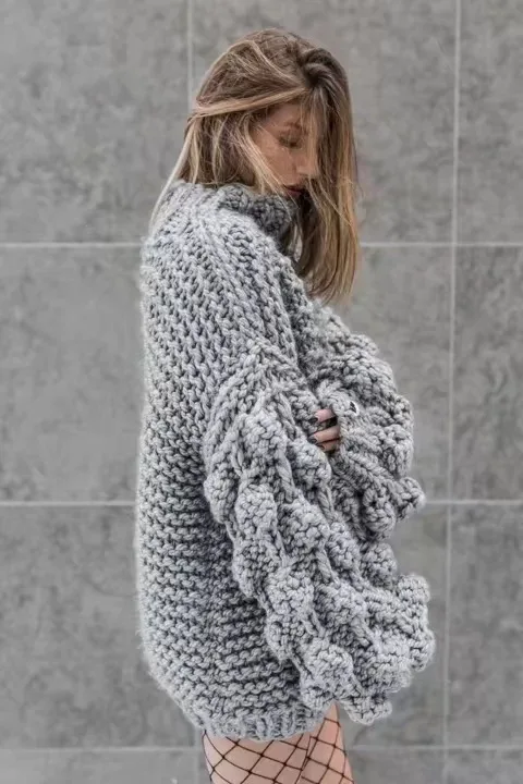 Chunky Knit Sweater Warm Winter Sweater Women Loose Hand Knitted Sweaters Lantern Sleeve Bohemian Pullover Thick Sweater
Chunky Knit Sweater Warm Winter Sweater Women Loose Hand Knitted Sweaters Lantern Sleeve Bohemian Pullover Thick Sweater