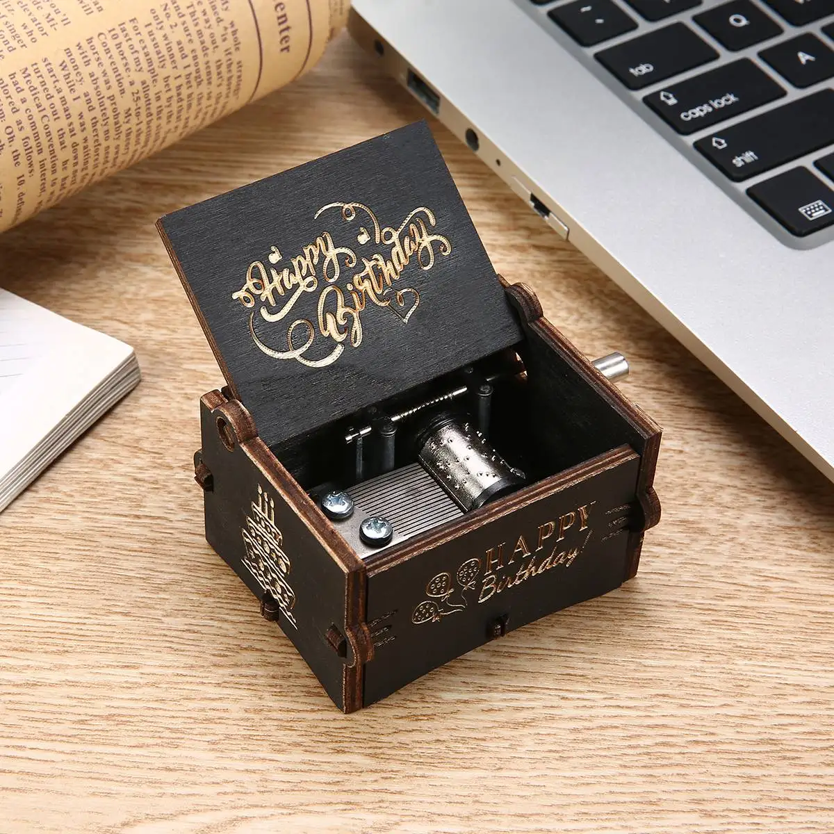 Happy Birthday Theme Classic Music Box Black Wooden Craft Hand Crank Music Box Birthday Gift for Kids
Happy Birthday Theme Classic Music Box Black Wooden Craft Hand Crank Music Box Birthday Gift for Kids