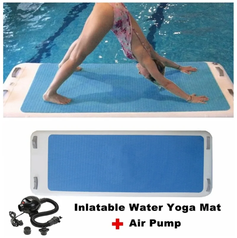 

Blue Inflatable Floating Water Yoga Non-Slip Mat Air Pads Cushion Tumbling Track Pad with Air Pump Gymnastics Paddle Board