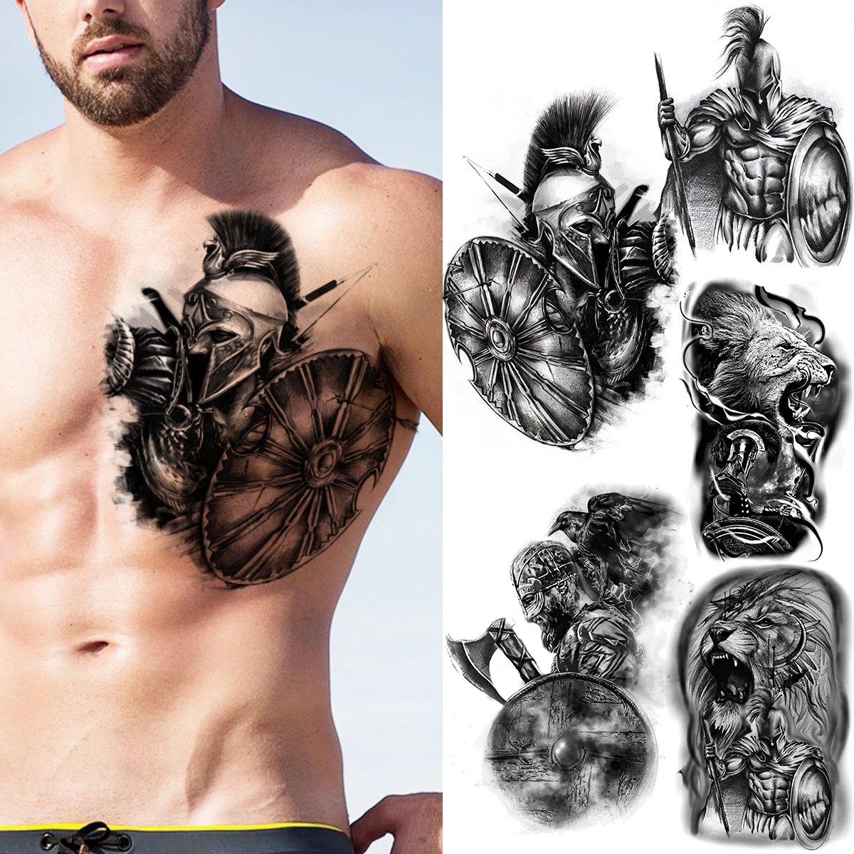 Black Knight Tribe Chest Shield Temporary Tattoos For Men Adult Lion Totem Realistic Fake Tattoo Body Art Washable Tatoo Sticker
Black Knight Tribe Chest Shield Temporary Tattoos For Men Adult Lion Totem Realistic Fake Tattoo Body Art Washable Tatoo Sticker