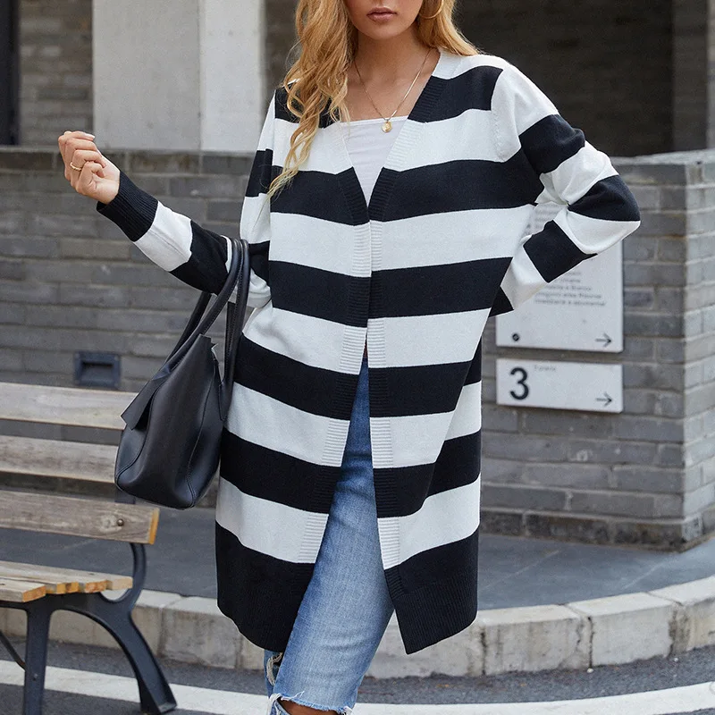 2021 Fall New Arrival Long Knitted Sweater Stripe Plus Size Women'S Sweater Cardigan
2021 Fall New Arrival Long Knitted Sweater Stripe Plus Size Women'S Sweater Cardigan