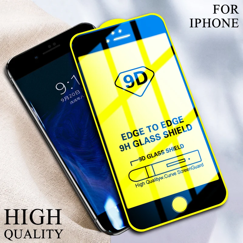 Защитное стекло 9D для iPhone 8 X SE 6 6s 7 Plus 11 Pro Max полное покрытие защита экрана