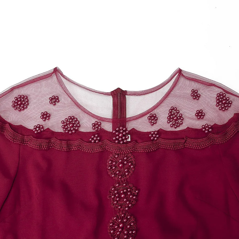 L-3XL Beaded Dress Womens Round Neck Long-sleeved Gauze Stitching Fashion High-Quality African Dress Chiffon Long Skirt 2021 New
L-3XL Beaded Dress Womens Round Neck Long-sleeved Gauze Stitching Fashion High-Quality African Dress Chiffon Long Skirt 2021 New