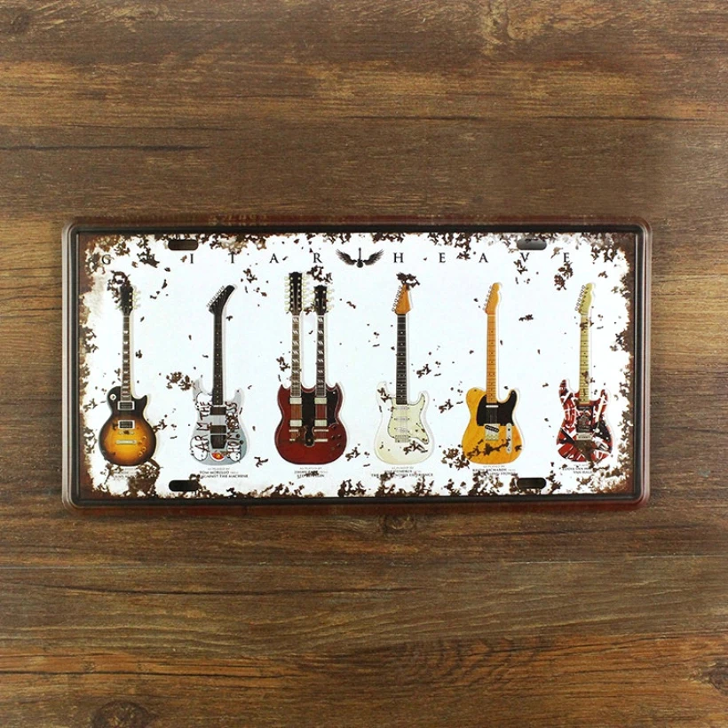 

SYF-A169 Retro License plates shop signs " guitar music " vintage metal tin signs garage painting plaque Wall art craft 15x30cm