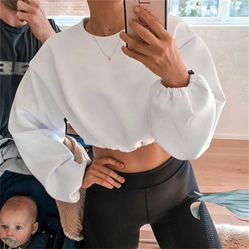 Sweatshirts Women Fashion Cropped O-Neck Long Sleeve Sweatshirt Pullover 2021 New Ladies White Casual Loose Crop Top
Sweatshirts Women Fashion Cropped O-Neck Long Sleeve Sweatshirt Pullover 2021 New Ladies White Casual Loose Crop Top