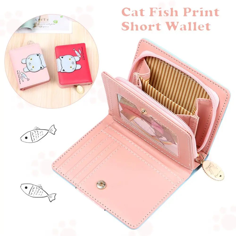 Women Girl Zipper Bag PU Leather Money Wallet Cartoon Cat Coin Purse Cat Fish Print Short Wallet Card Holder Purse
Women Girl Zipper Bag PU Leather Money Wallet Cartoon Cat Coin Purse Cat Fish Print Short Wallet Card Holder Purse