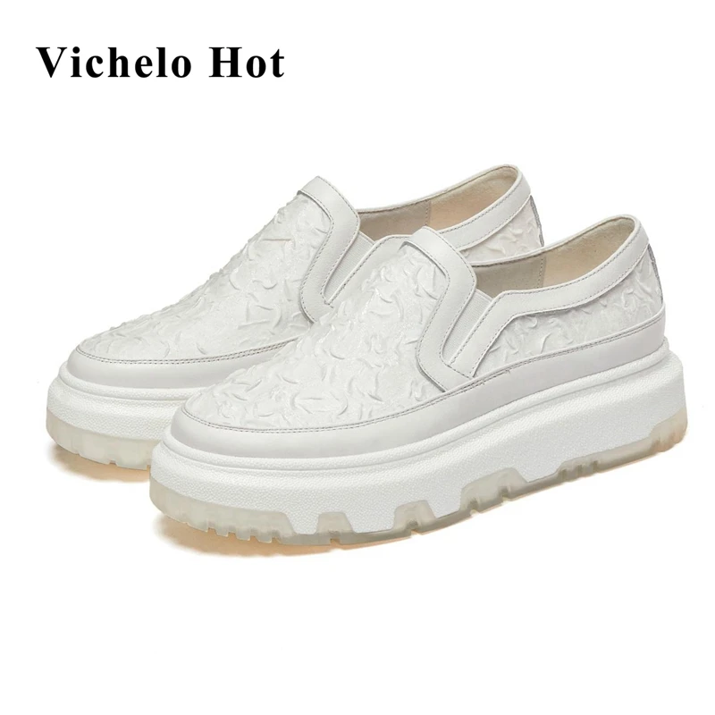 Vichelo Hot cow leather slip on flat platform white sneaker round toe four Seasons Folded flower leather vulcanized shoes L11
Vichelo Hot cow leather slip on flat platform white sneaker round toe four Seasons Folded flower leather vulcanized shoes L11